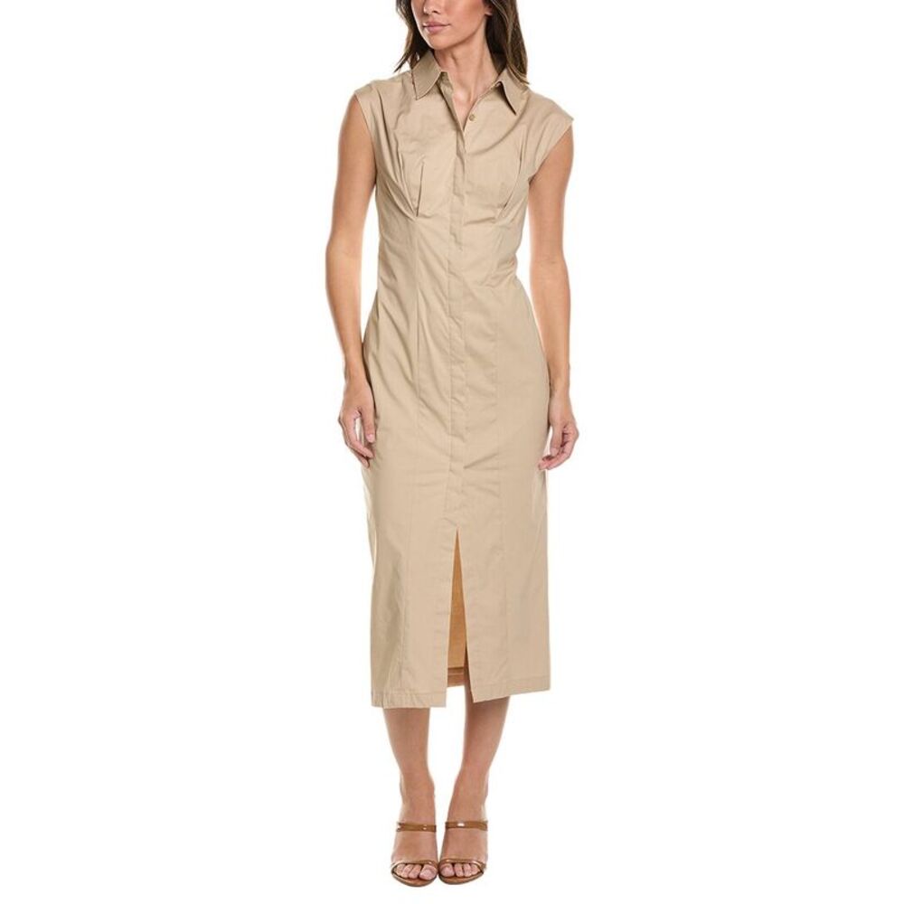 Kenneth Cole Womens Midi Shirtdress, Brown